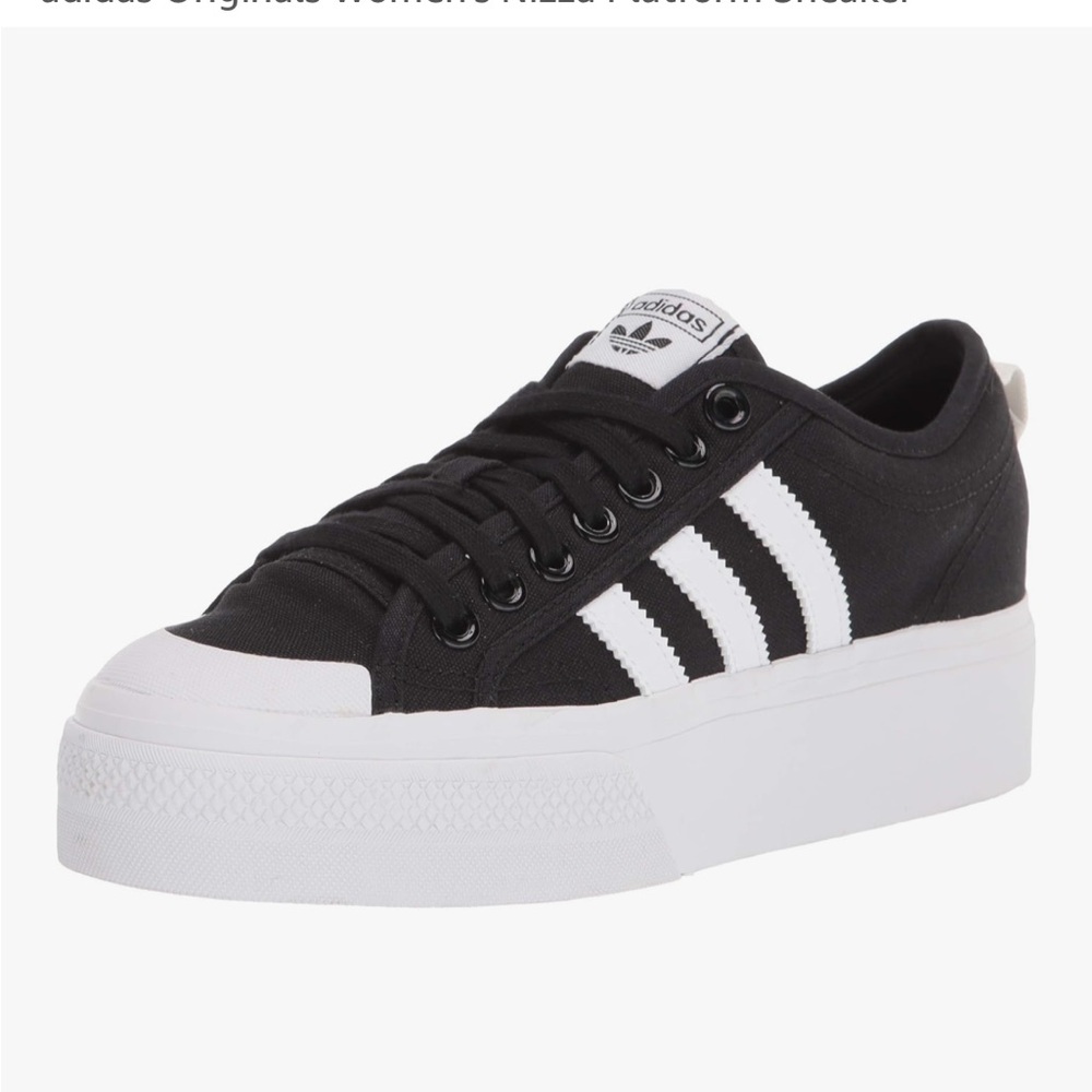 Adidas Women's Black and White Platform Sneakers Nizza